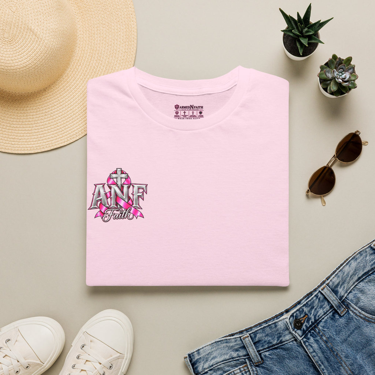 Pink Ribbon Faith T-Shirt | Breast Cancer Awareness