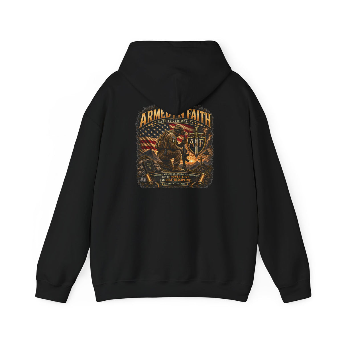 Armed N Faith Kneeling Soldier Hoodie