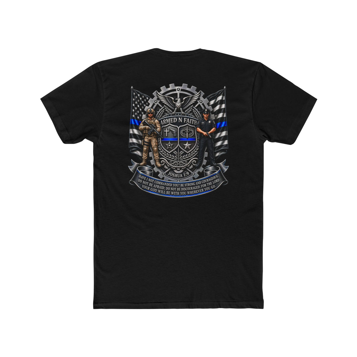 Armed N Faith Thin Blue Line-Crew Tee