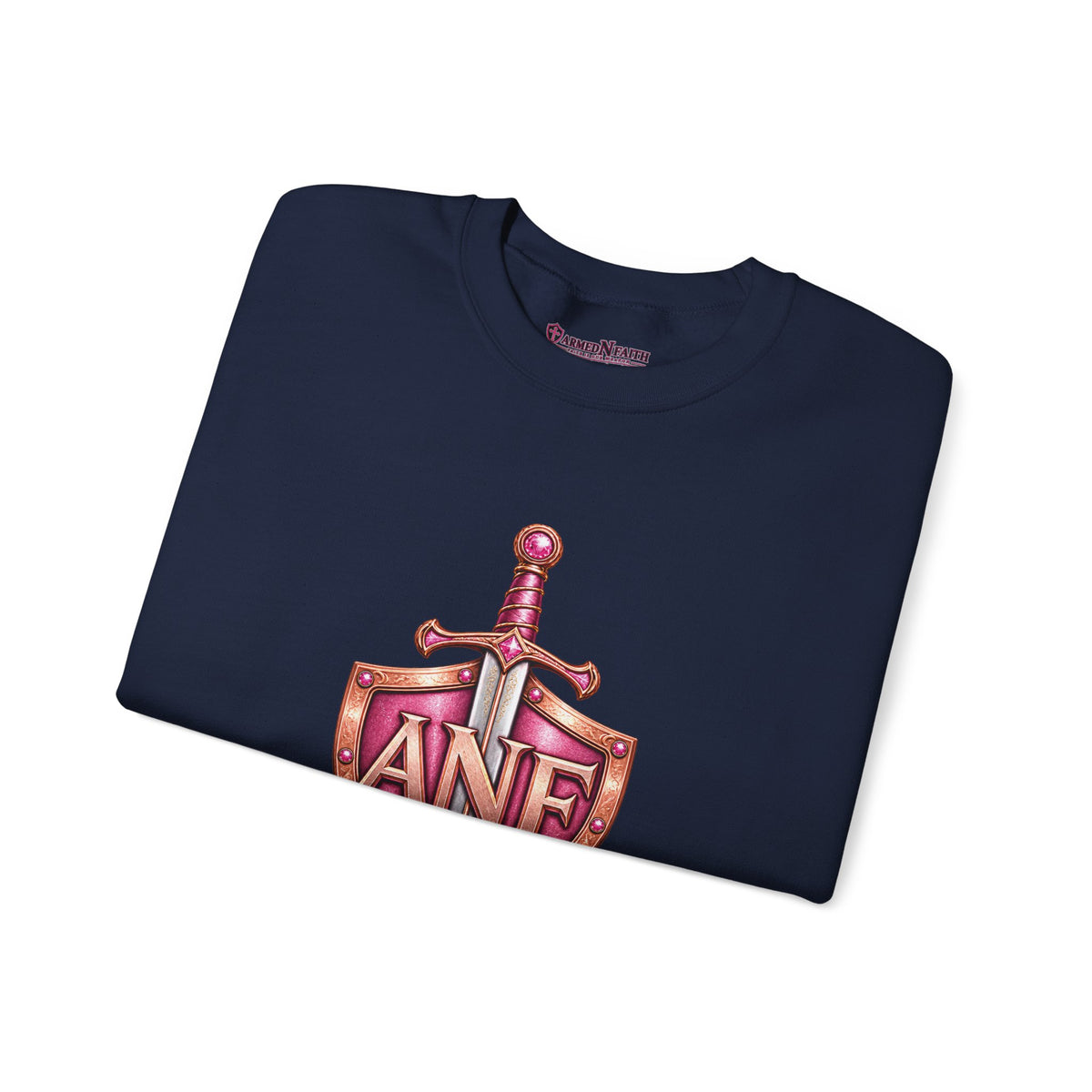 Armed N Faith Shield & Sword Crewneck Sweatshirt — Pink ANF Emblem