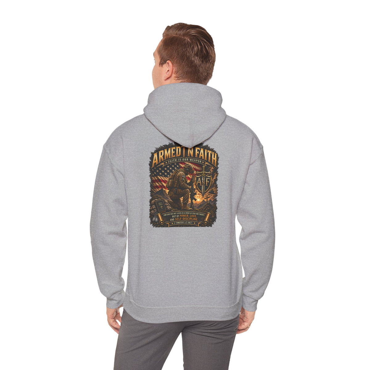Armed N Faith Kneeling Soldier Hoodie
