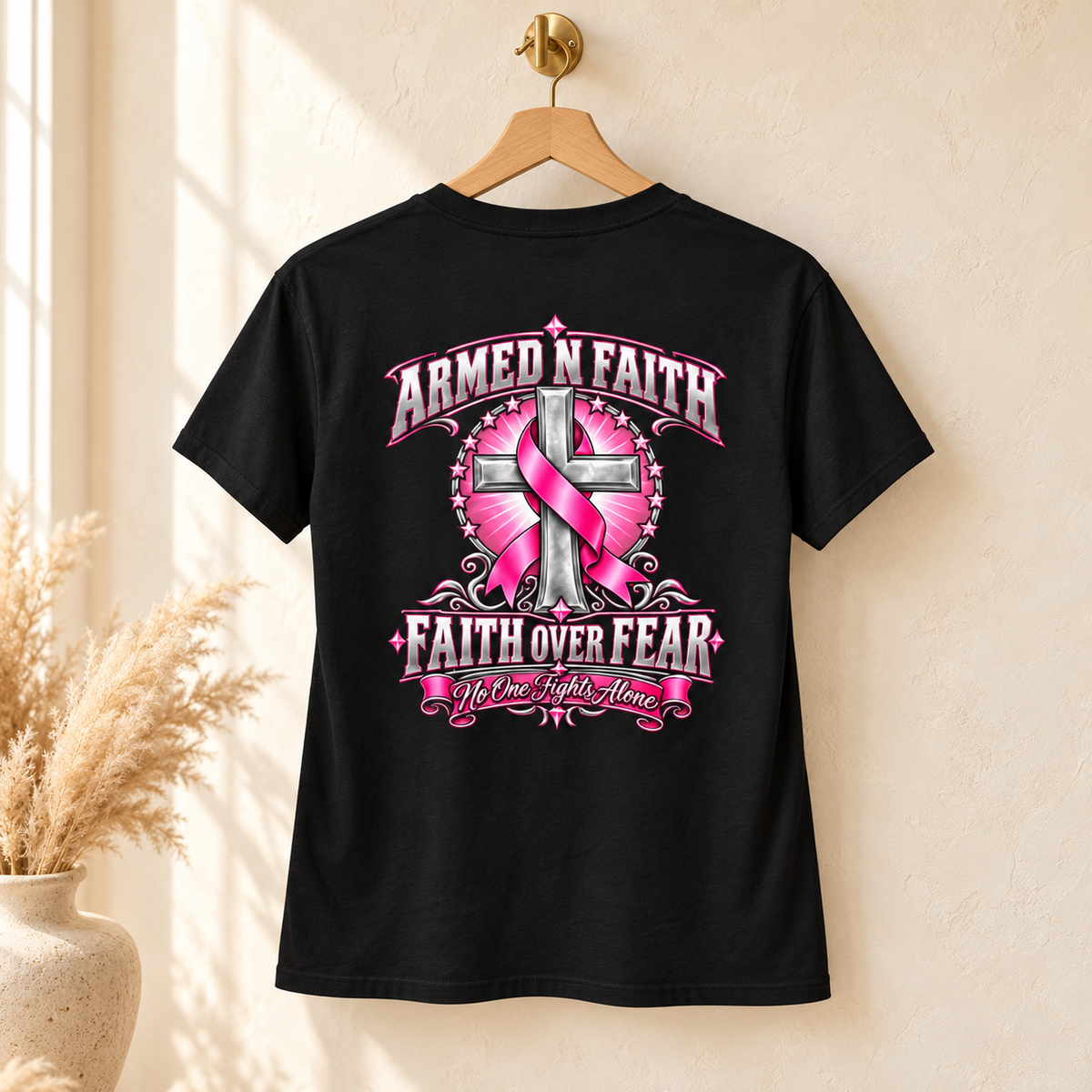 Pink Ribbon Faith T-Shirt | Breast Cancer Awareness