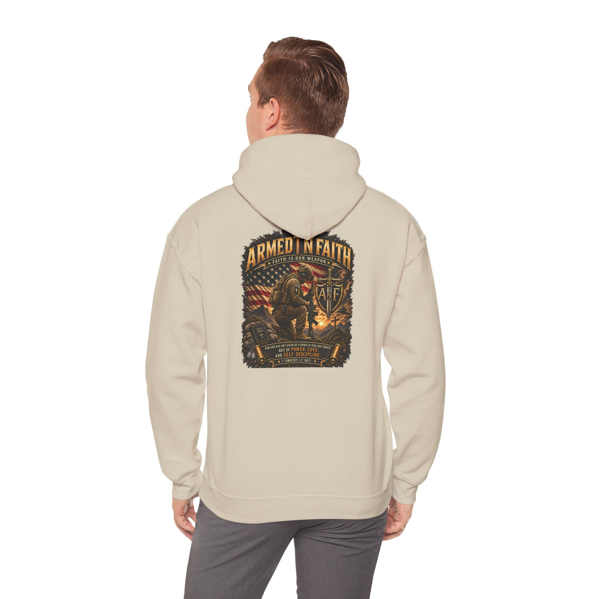 Armed N Faith Kneeling Soldier Hoodie