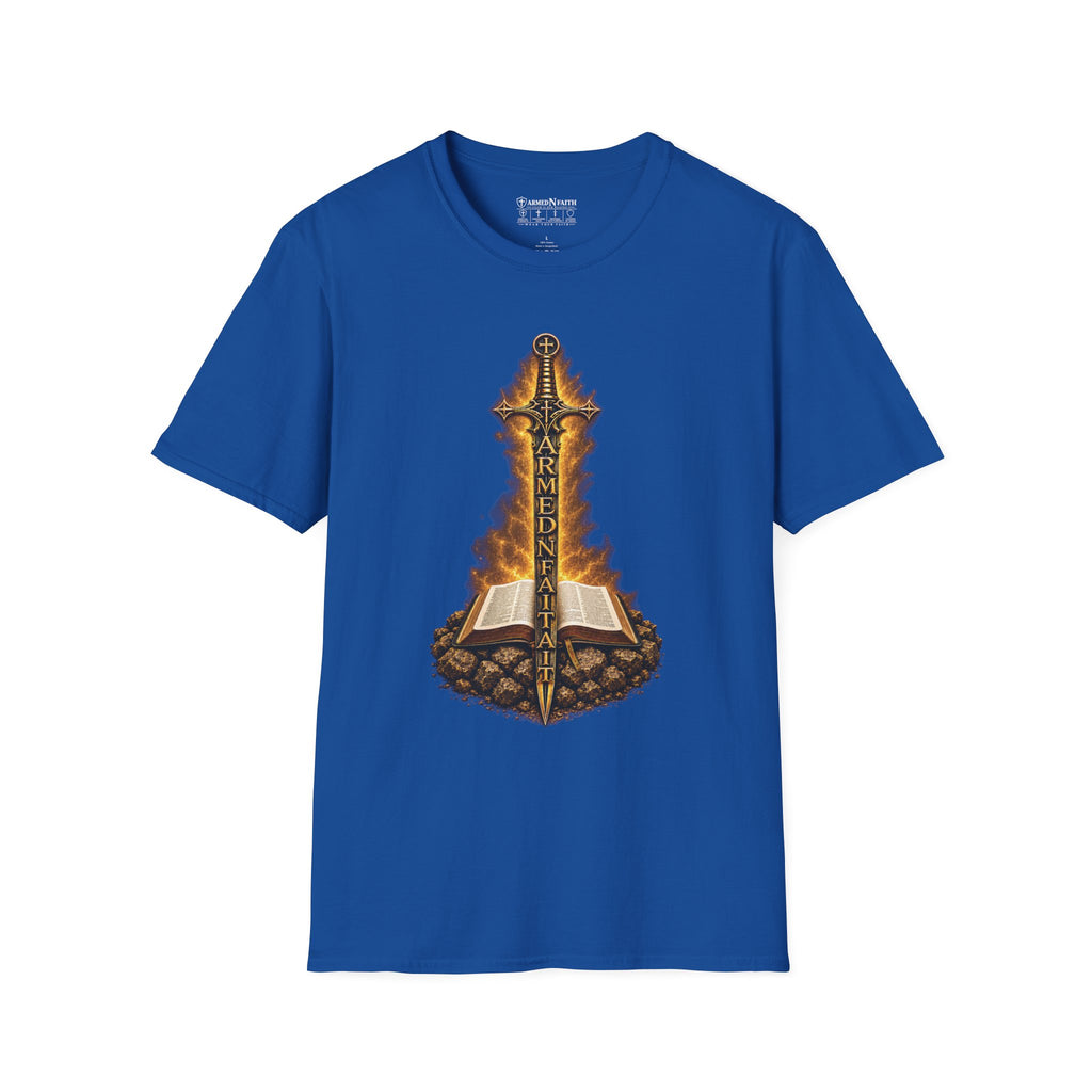 Armed N Faith Flaming Sword & Bible Tee