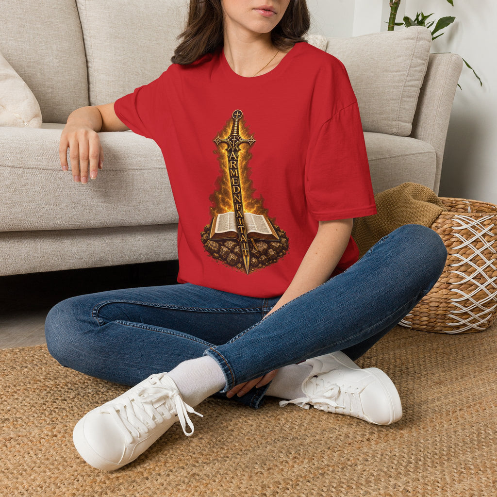 Armed N Faith Flaming Sword & Bible Tee