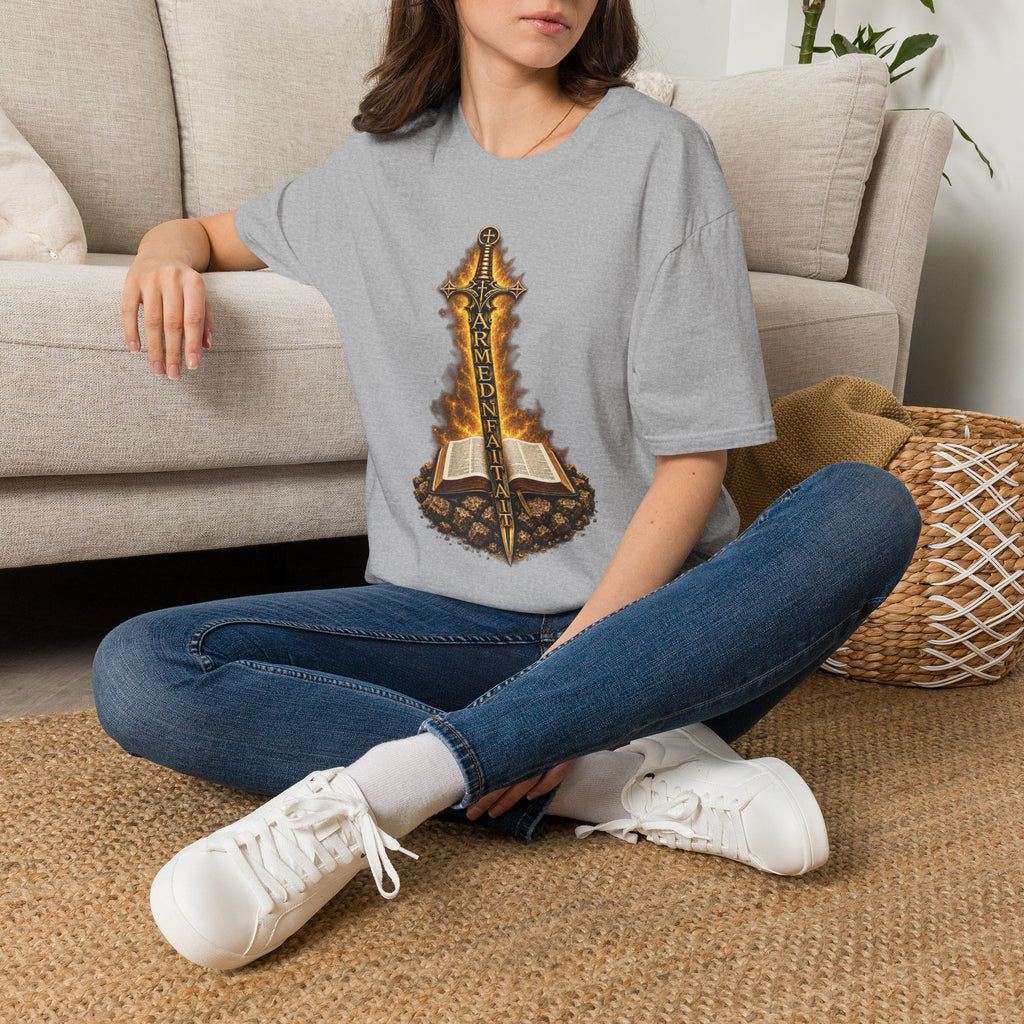 Armed N Faith Flaming Sword & Bible Tee