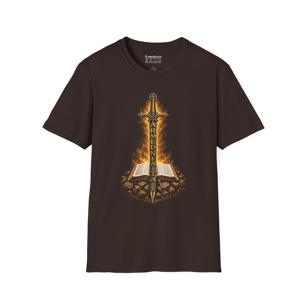 Armed N Faith Flaming Sword & Bible Tee