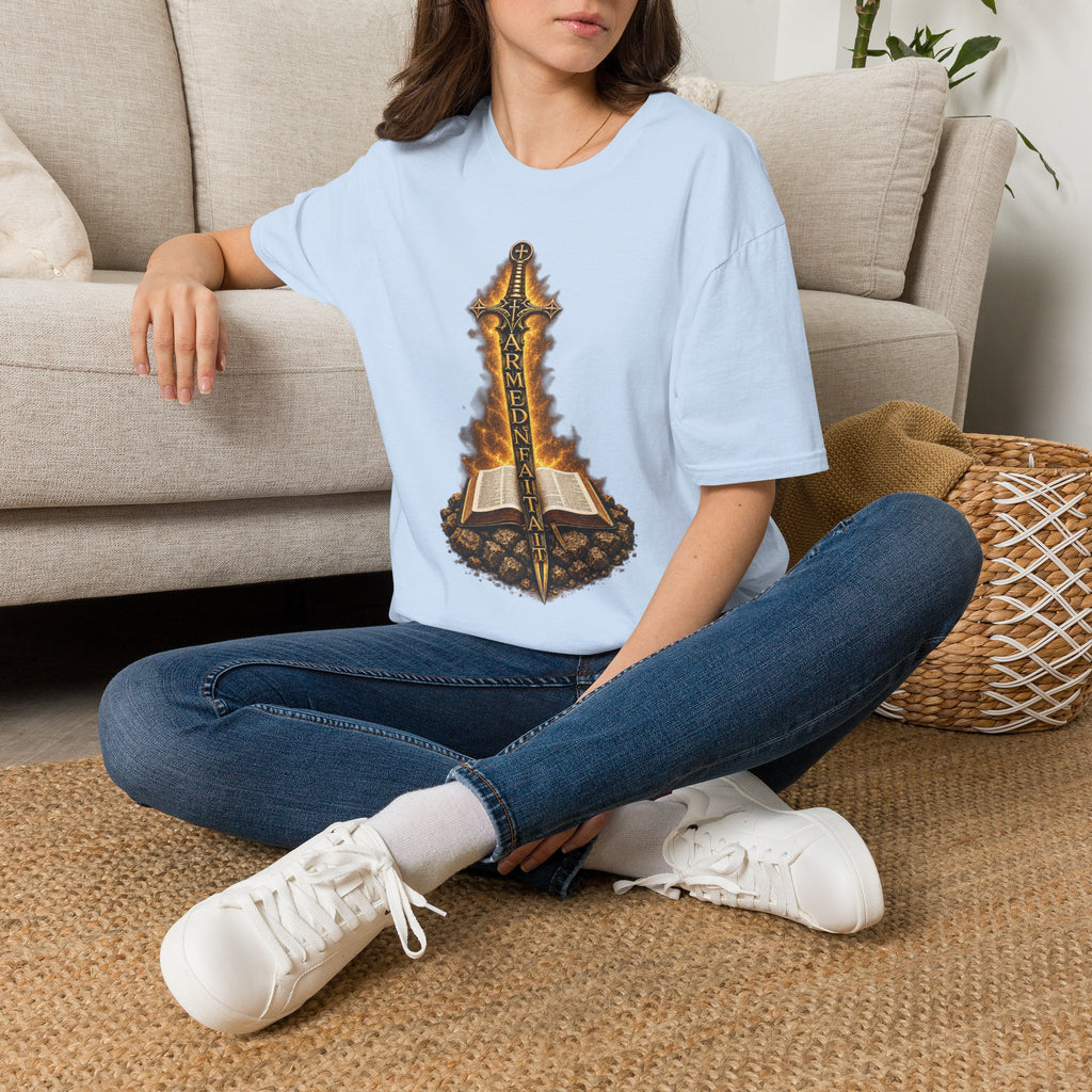 Armed N Faith Flaming Sword & Bible Tee