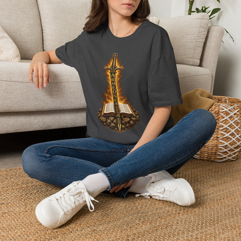 Armed N Faith Flaming Sword & Bible Tee