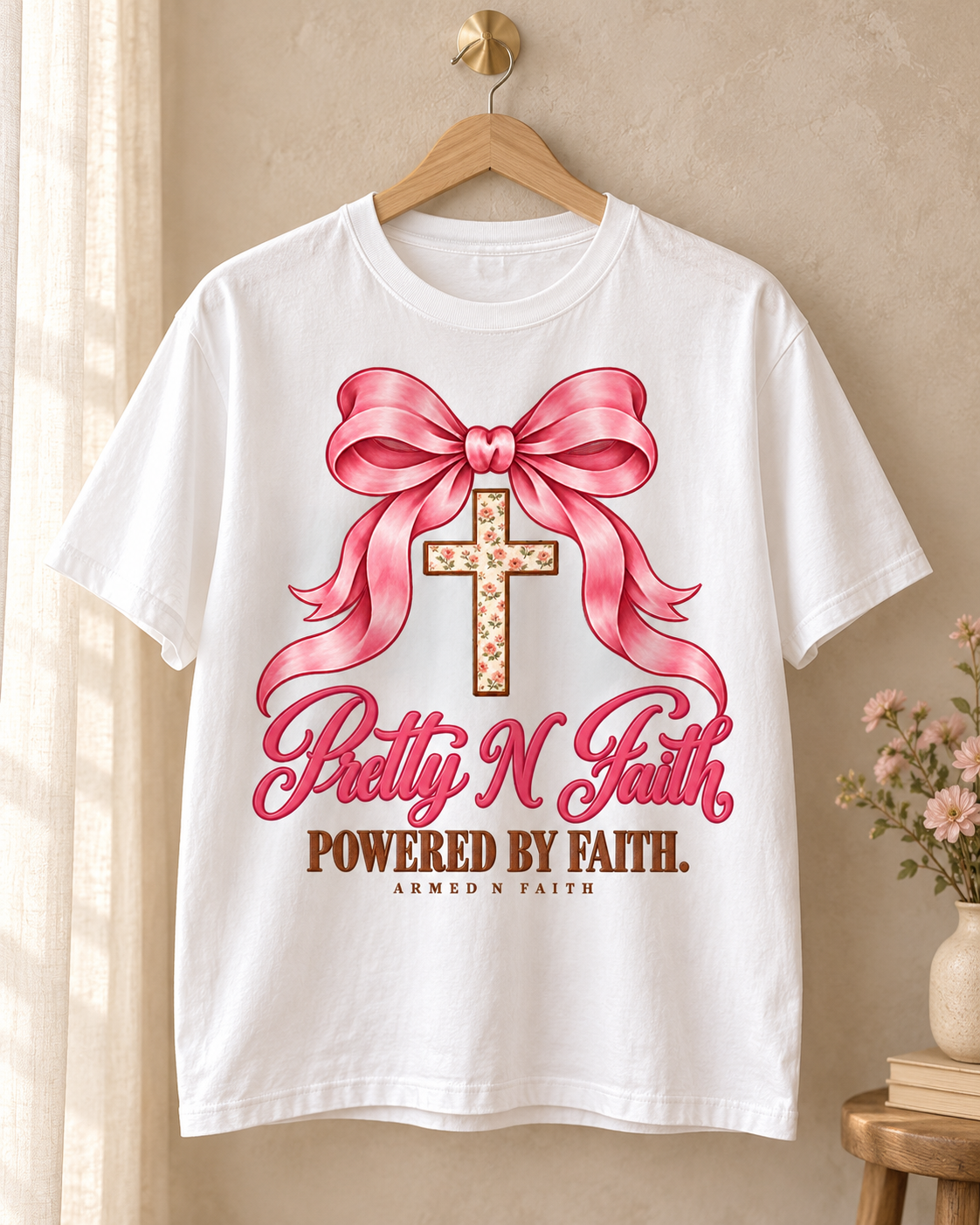 Christian Women’s Boutique T‑Shirt – Floral Faith Tee | Pretty N Faith by Armed N Faith