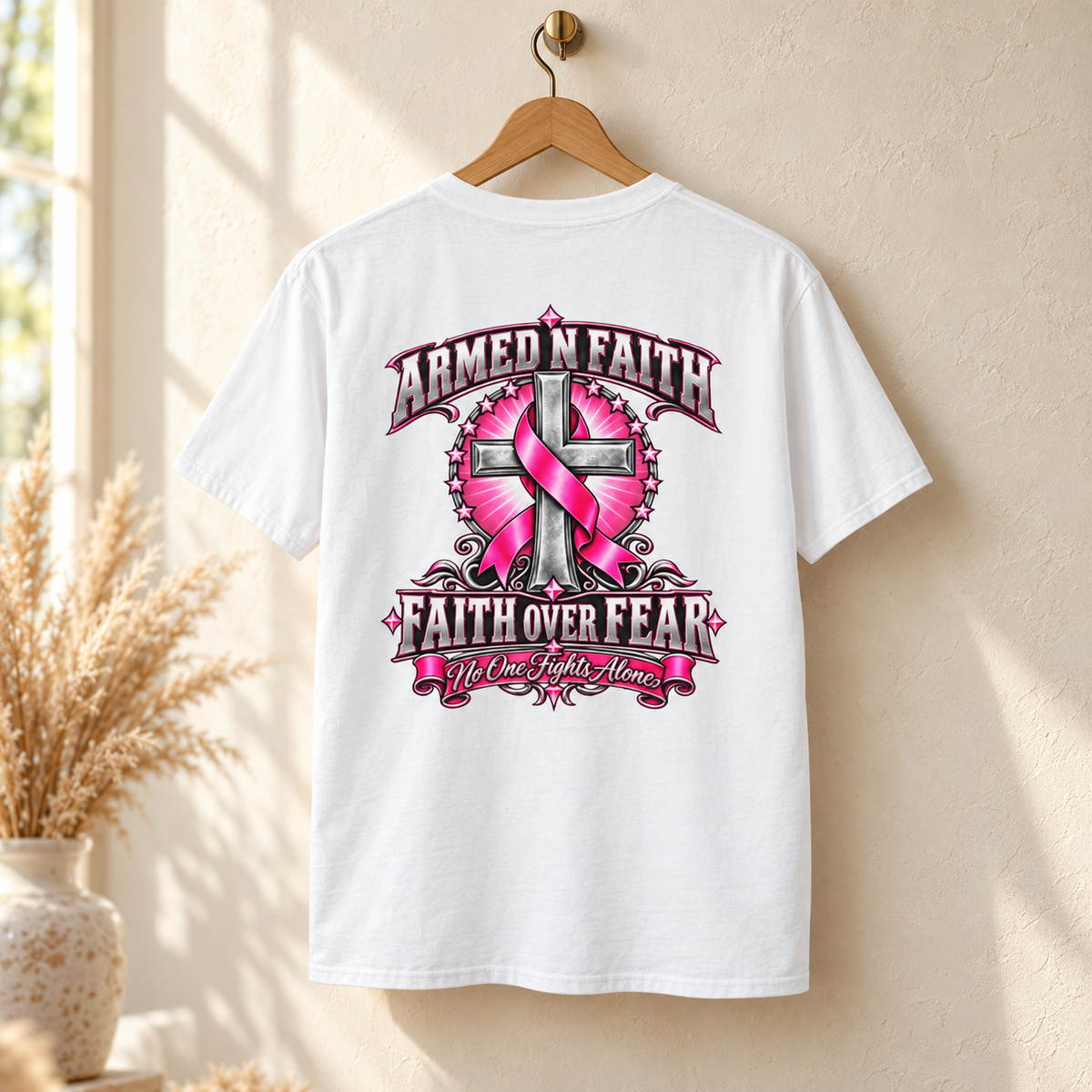 Pink Ribbon Faith T-Shirt | Breast Cancer Awareness