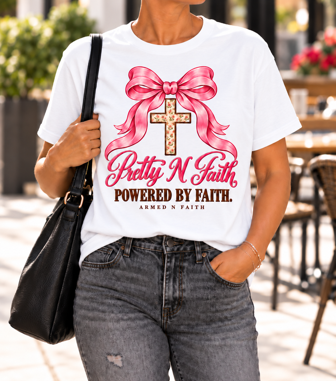 Christian Women’s Boutique T‑Shirt – Floral Faith Tee | Pretty N Faith by Armed N Faith