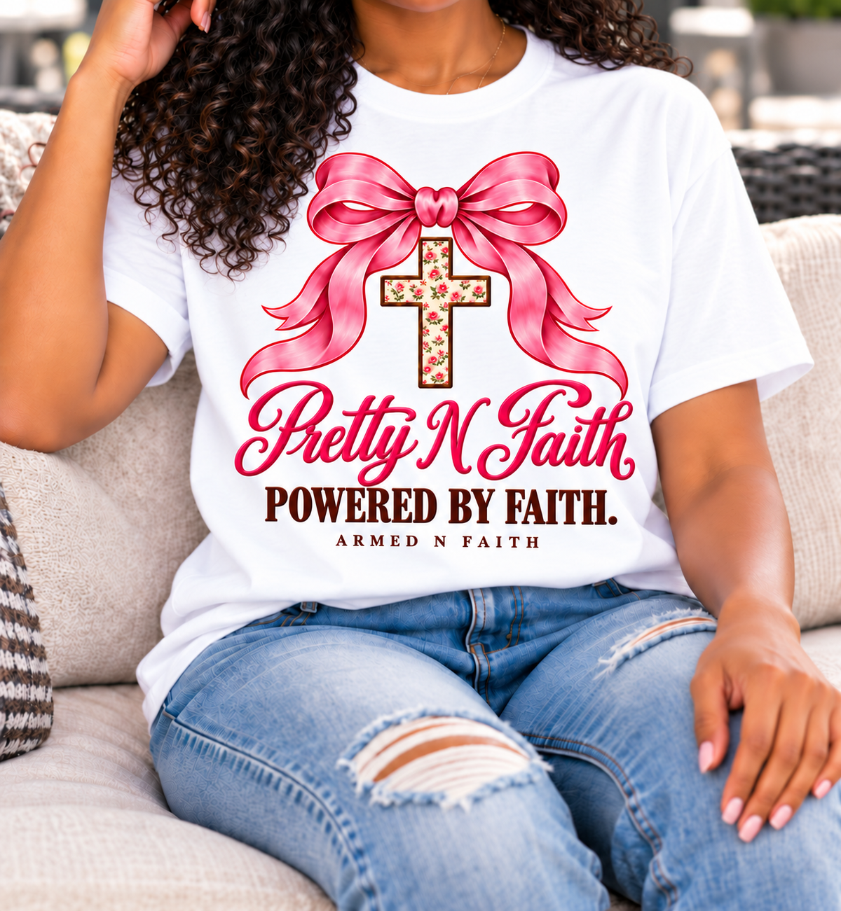 Christian Women’s Boutique T‑Shirt – Floral Faith Tee | Pretty N Faith by Armed N Faith