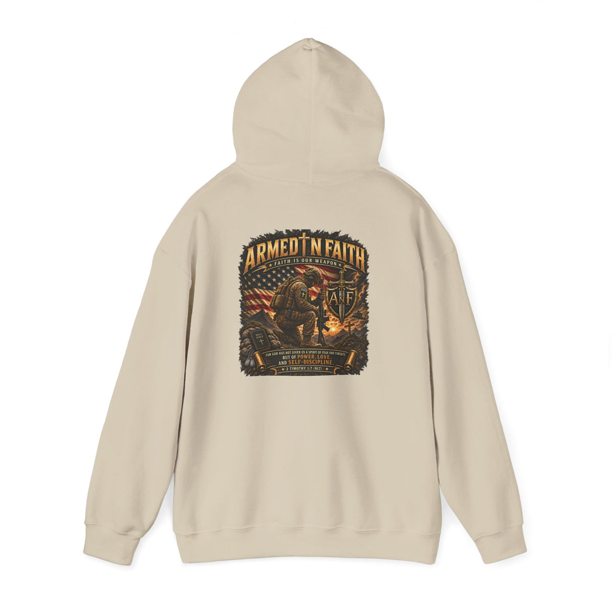 Armed N Faith Kneeling Soldier Hoodie