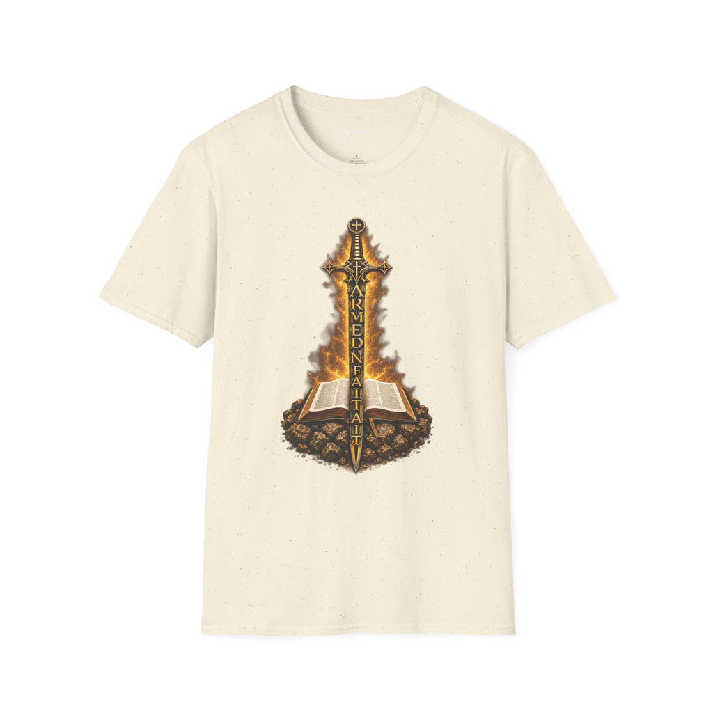 Armed N Faith Flaming Sword & Bible Tee