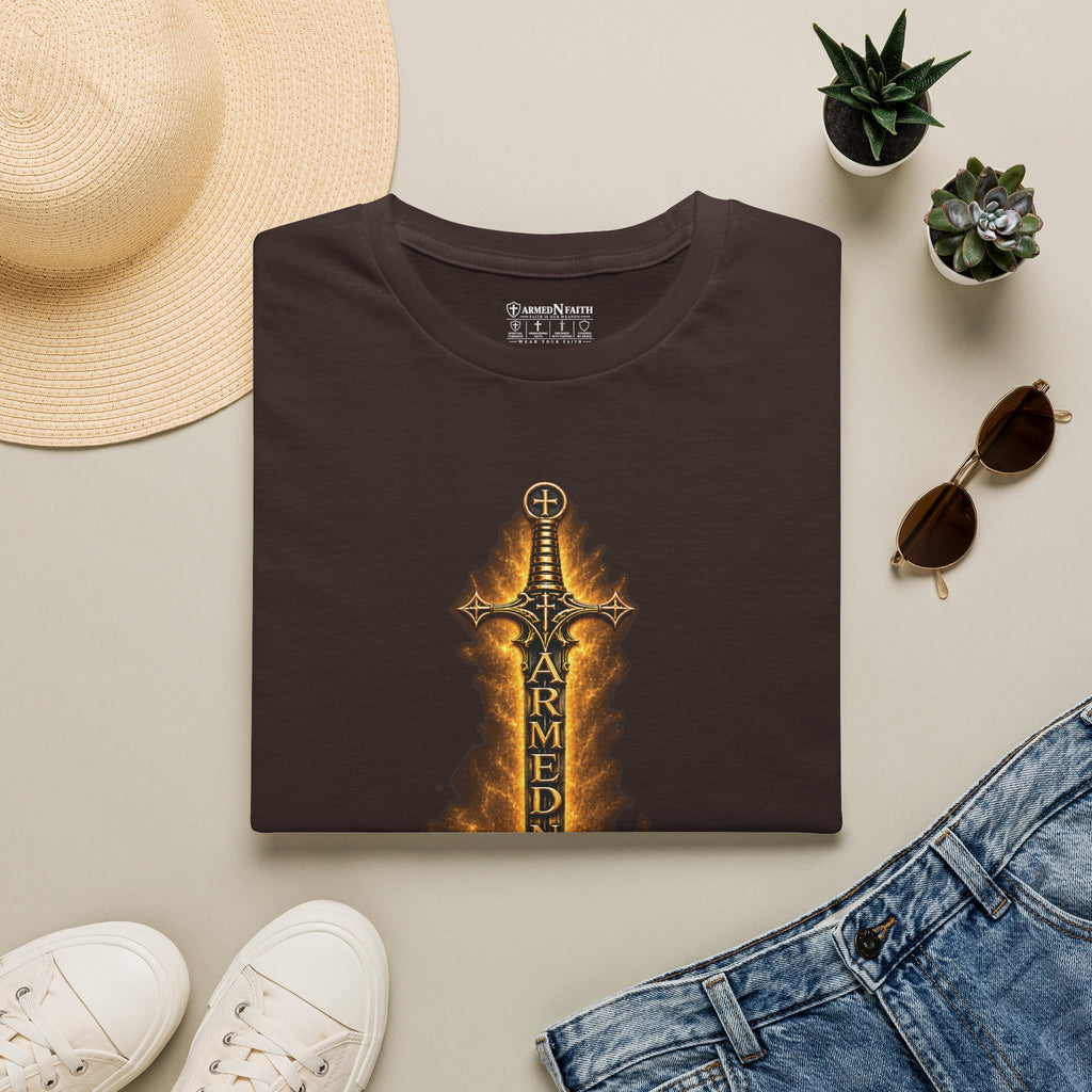 Armed N Faith Flaming Sword & Bible Tee