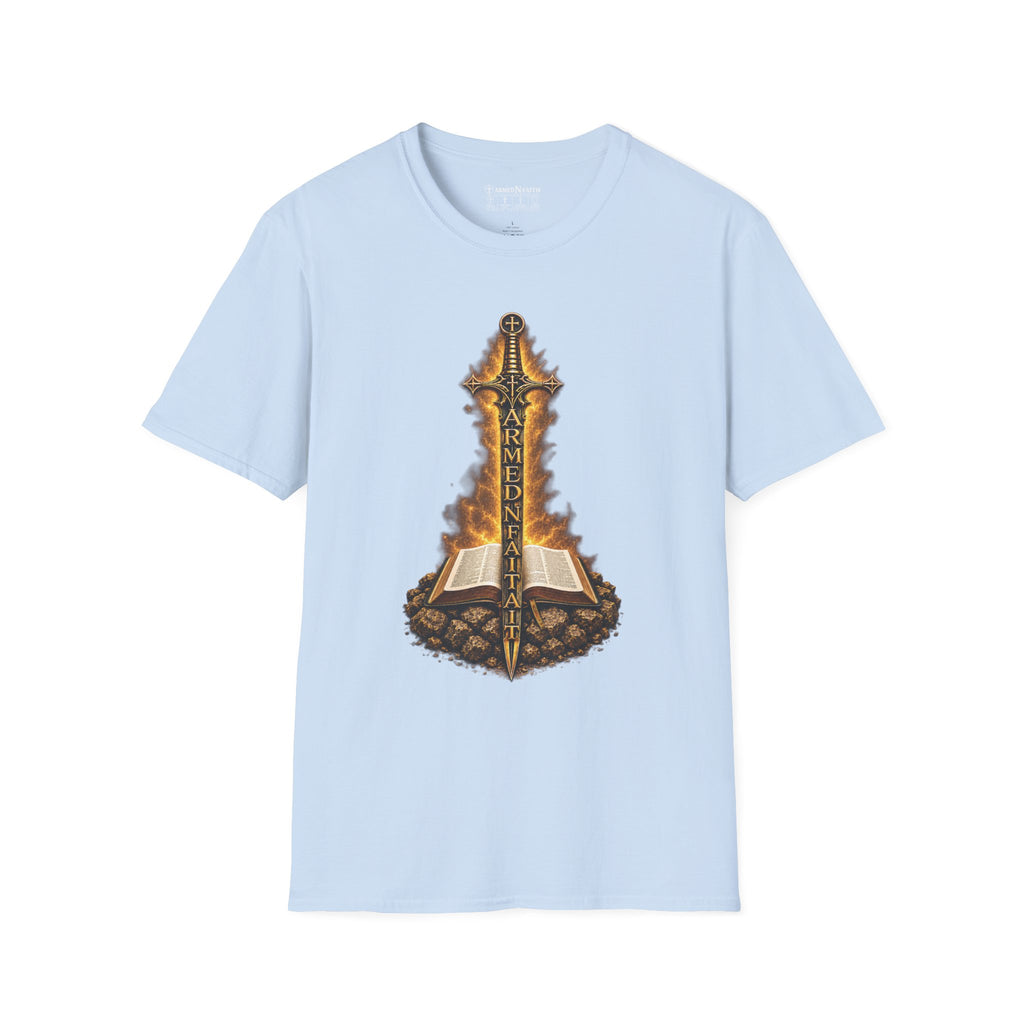 Armed N Faith Flaming Sword & Bible Tee