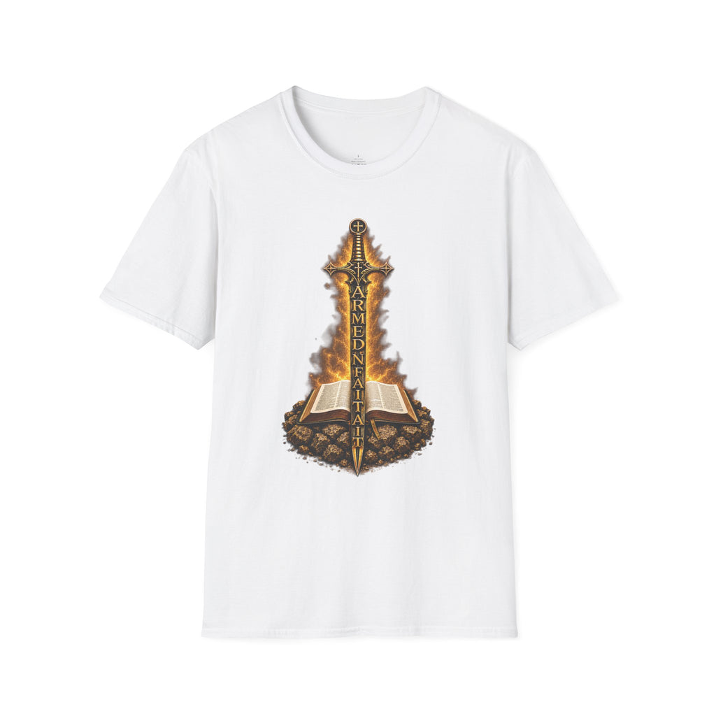 Armed N Faith Flaming Sword & Bible Tee