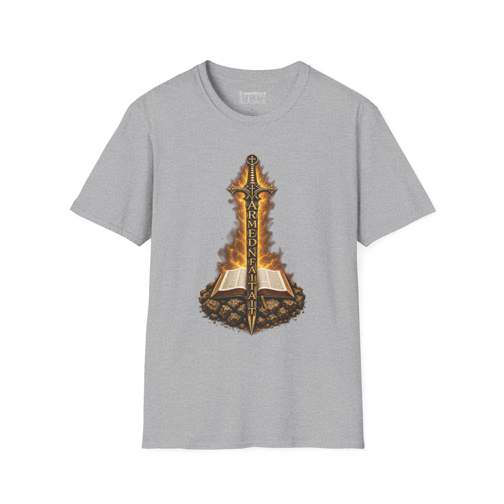 Armed N Faith Flaming Sword & Bible Tee